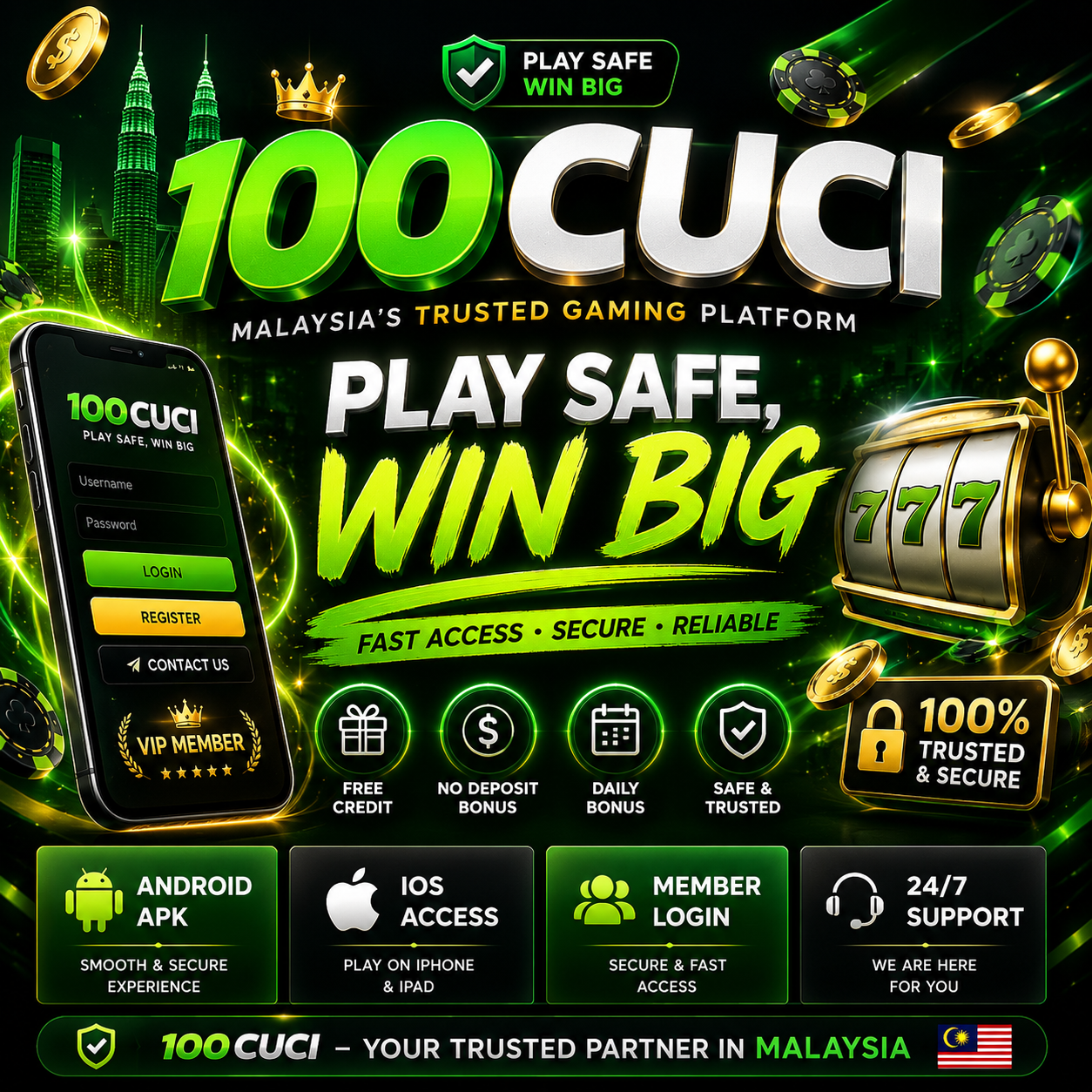 100Cuci Malaysia slot free credit and mobile access